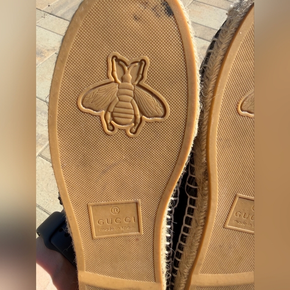 Gucci Black Leather Espadrilles with Gold Accents - Picture 6 of 9